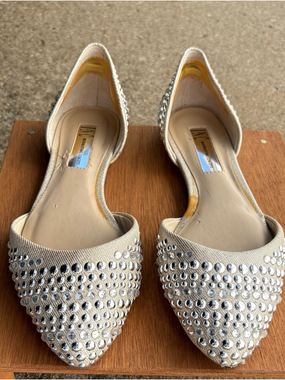 INC International Concepts Airi Embellished Pointed Toe D'Orsay Flats - 6.5